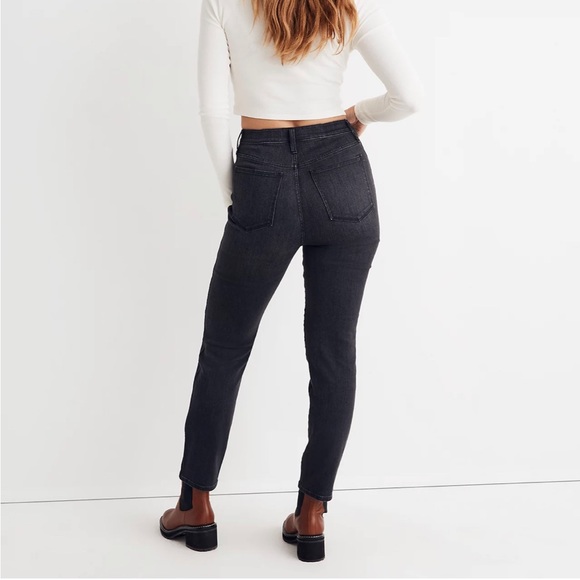 Madewell High-Rise Slim Straight Jeans in Richgrove Wash Black Jeans Size 23 - Picture 4 of 8